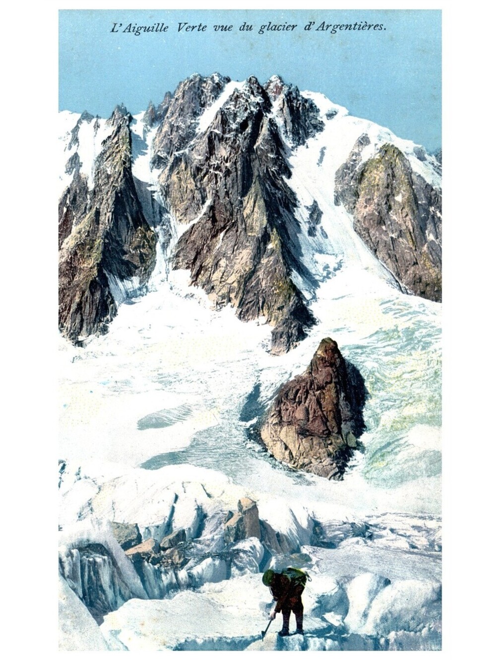 Vintage Postcard L’Aiguille Verte Glacier Argentiere French Alps Mountaineer